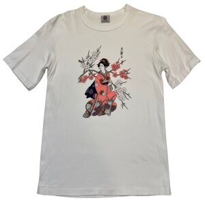 Japanese Geisha Graphic Tee Cherry Blossom 100% Cotton Made in Japan T Shirt S